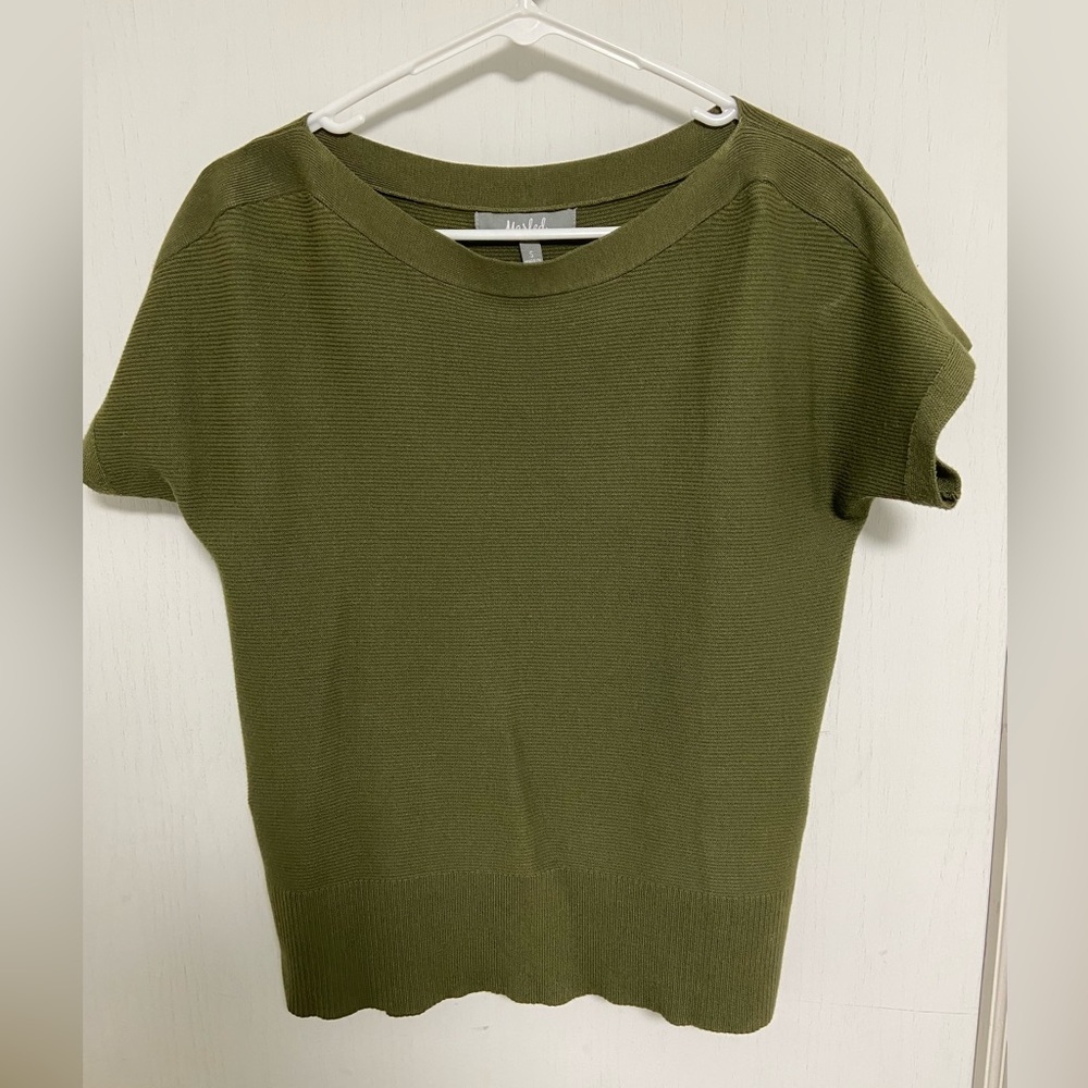 Olive green knit blouse